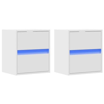 Meubles TV muraux avec lumières LED 2 pcs blanc 41x31x45 cm