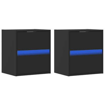 Meubles TV muraux avec lumières LED 2 pcs noir 41x31x45 cm