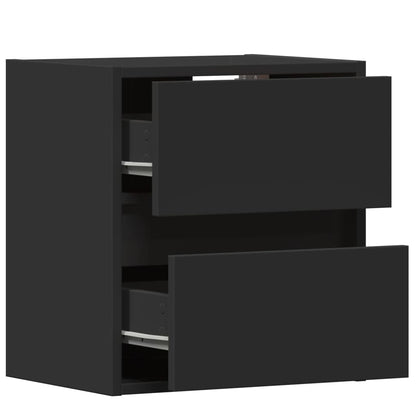 Meubles TV muraux avec lumières LED 2 pcs noir 41x31x45 cm