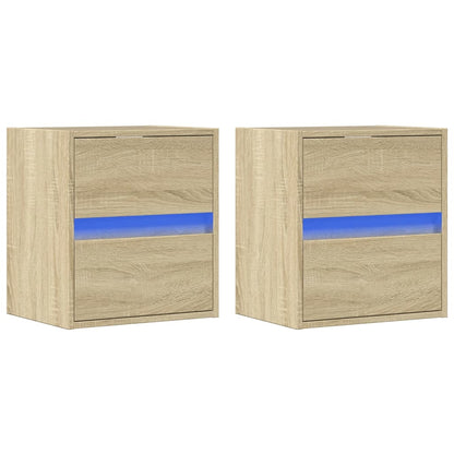 Meubles TV muraux lumières LED 2 pcs chêne sonoma 41x31x45 cm