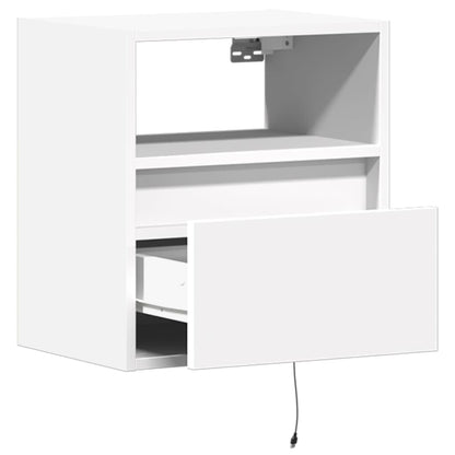 Meubles TV muraux avec lumières LED 2 pcs blanc 41x31x45 cm