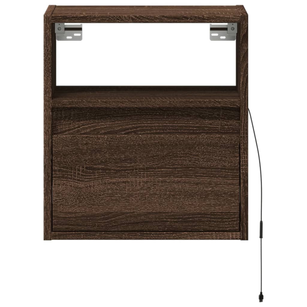 Meubles TV muraux lumières LED 2 pcs chêne marron 41x31x45 cm