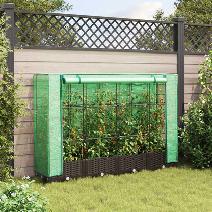 Jardinière surélevée avec housse aspect rotin 160x40x123 cm