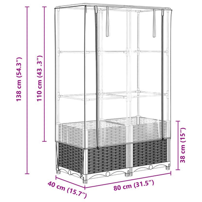 Jardinière surélevée avec housse aspect rotin 80x40x138 cm