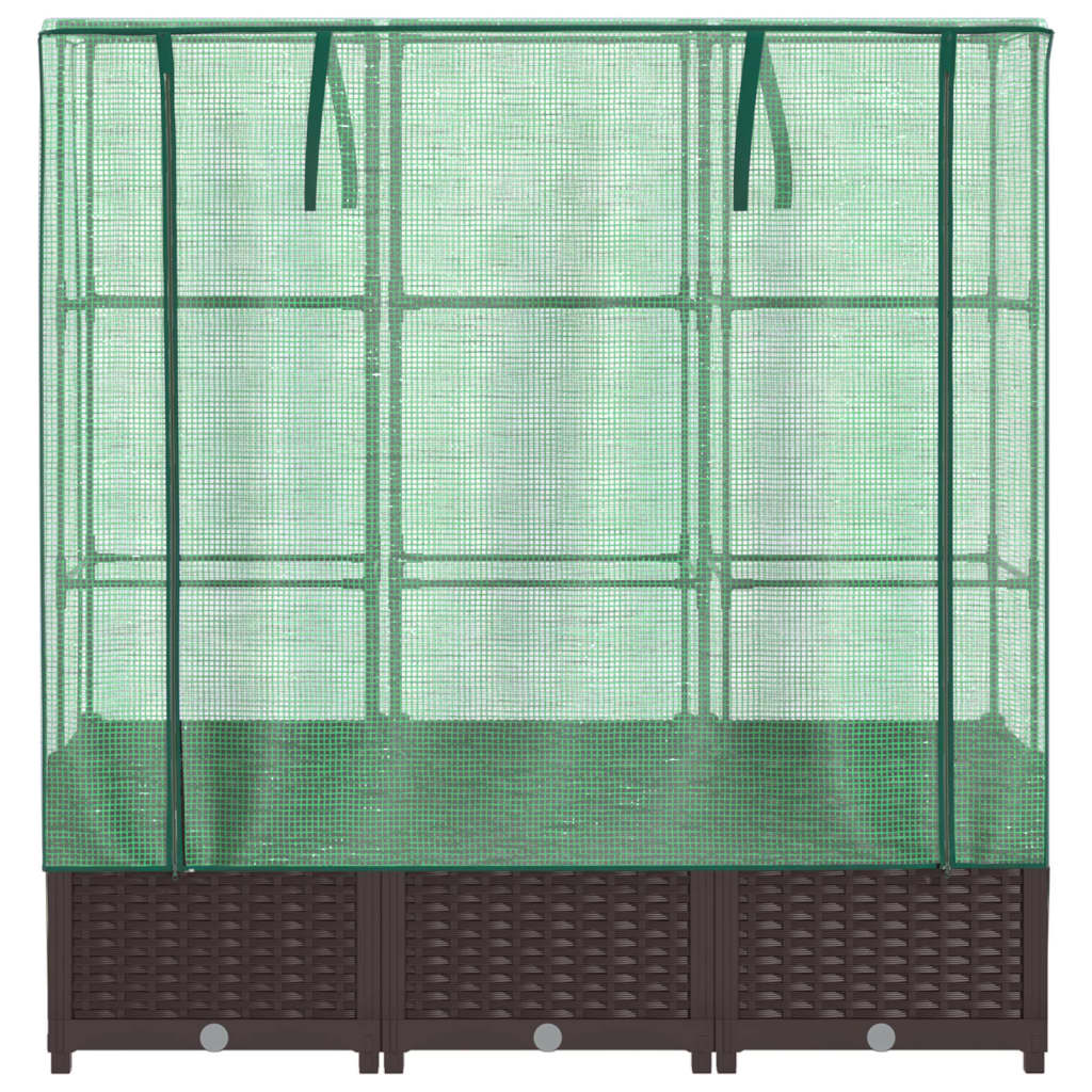 Jardinière surélevée avec housse aspect rotin 120x40x138 cm