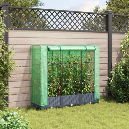 Jardinière surélevée avec housse aspect rotin 120x40x123 cm