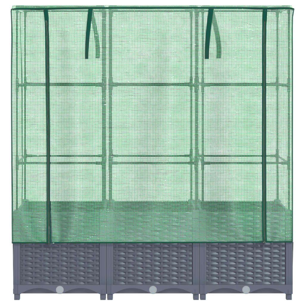 Jardinière surélevée avec housse aspect rotin 120x40x138 cm