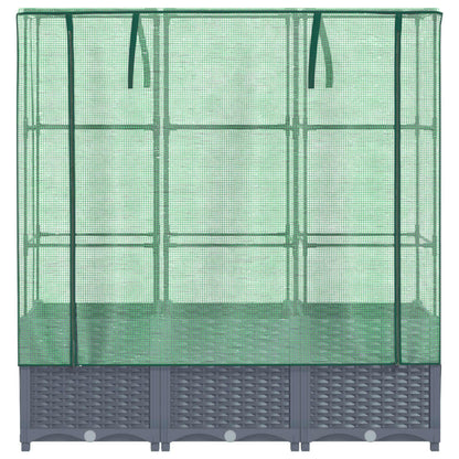 Jardinière surélevée avec housse aspect rotin 120x40x138 cm