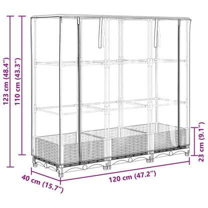 Jardinière surélevée avec housse aspect rotin 120x40x123 cm