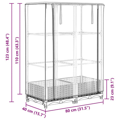 Jardinière surélevée avec housse aspect rotin 80x40x123 cm