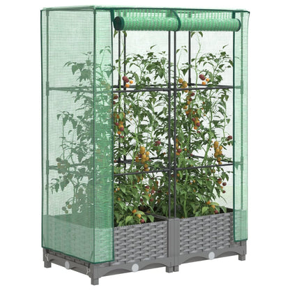 Jardinière surélevée avec housse aspect rotin 80x40x123 cm