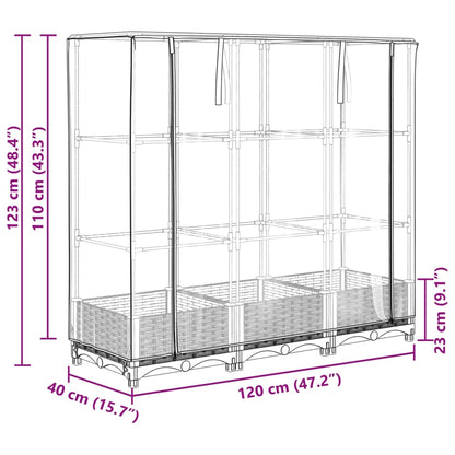 Jardinière surélevée avec housse aspect rotin 120x40x123 cm