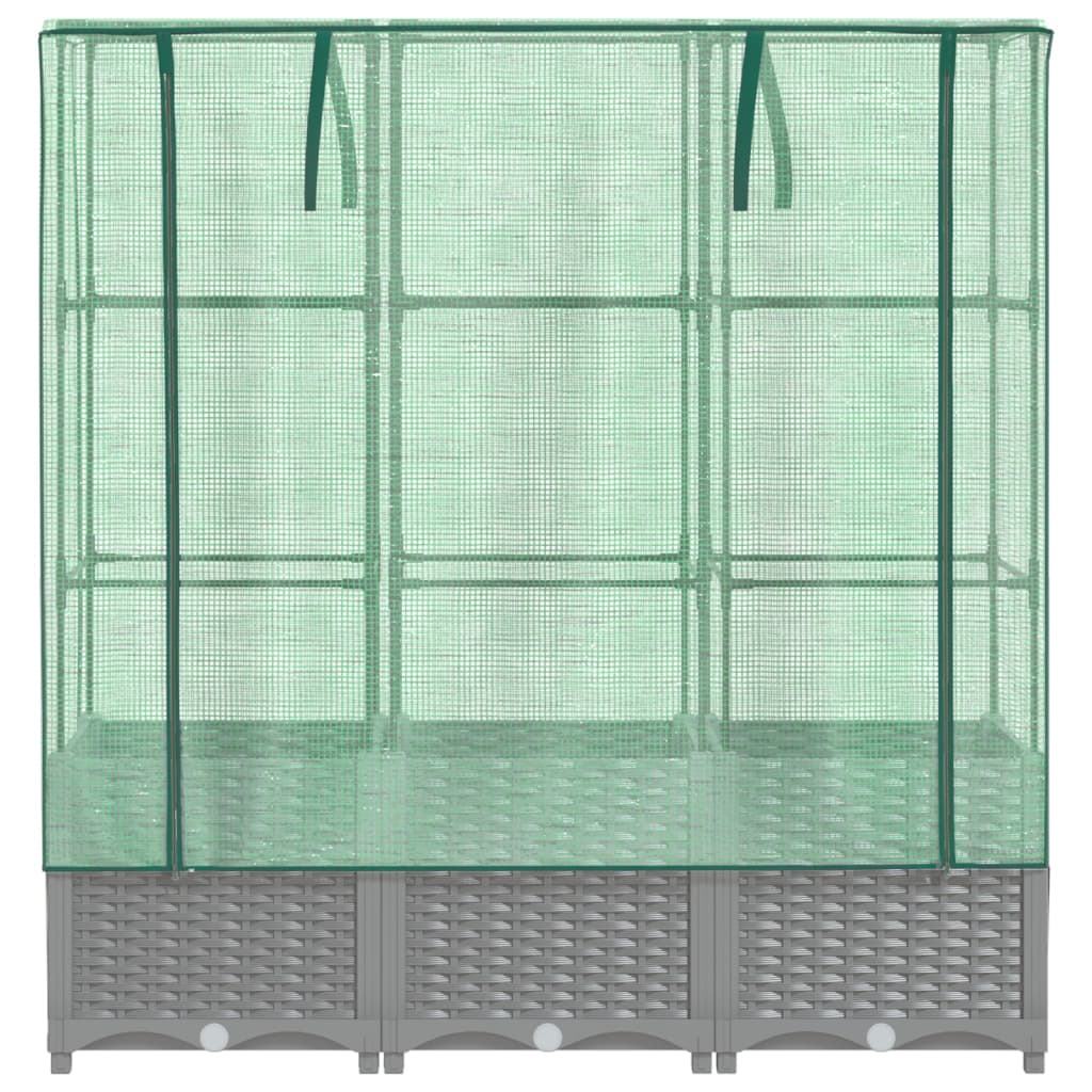 Jardinière surélevée avec housse aspect rotin 120x40x138 cm