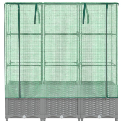 Jardinière surélevée avec housse aspect rotin 120x40x138 cm