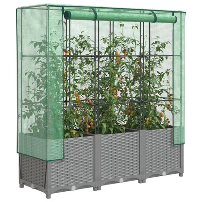 Jardinière surélevée avec housse aspect rotin 120x40x138 cm