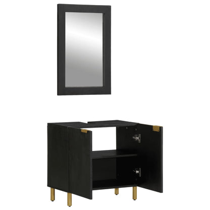 Ensemble de meubles salle de bain 2 pcs noir bois d'ingénierie