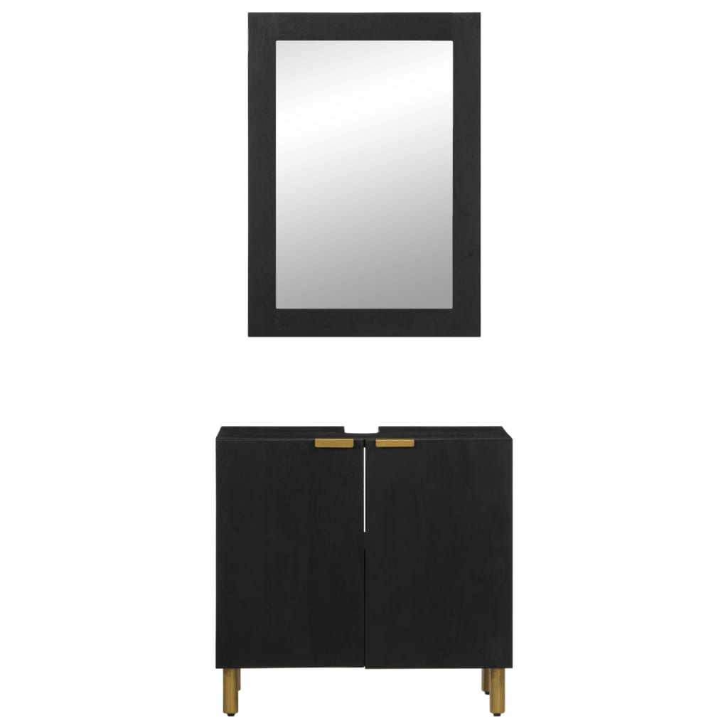 Ensemble de meubles salle de bain 2 pcs noir bois d'ingénierie