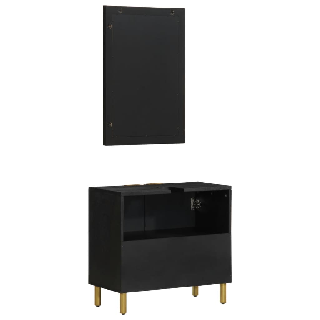 Ensemble de meubles salle de bain 2 pcs noir bois d'ingénierie