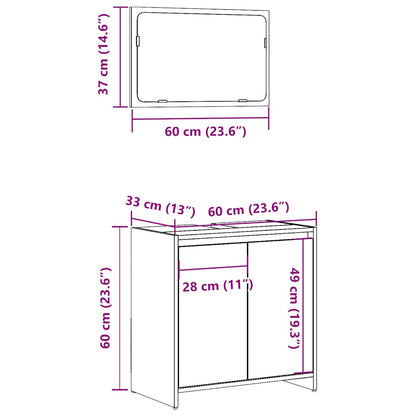 Ensemble de meubles de salle de bain 2 pcs gris béton