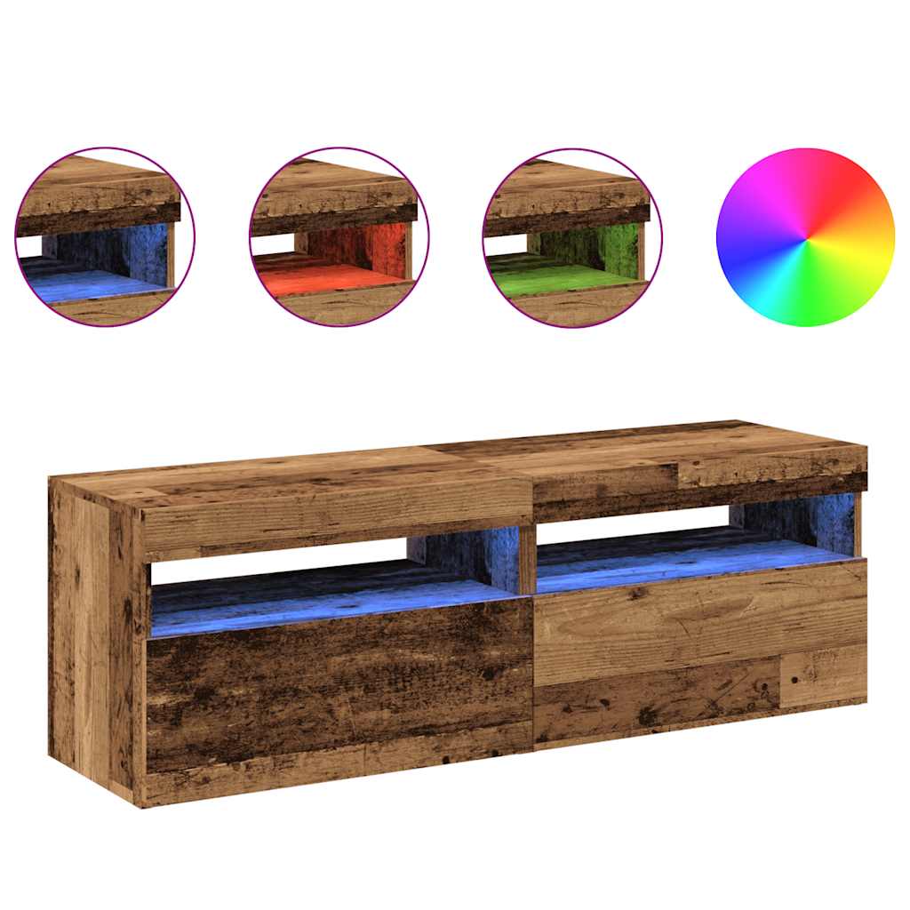 Meubles TV avec lumières LED 2 pcs vieux bois bois d'ingénierie