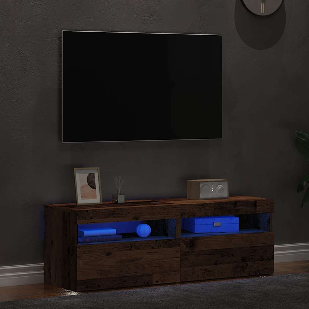 Meubles TV avec lumières LED 2 pcs vieux bois bois d'ingénierie