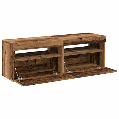 Meubles TV avec lumières LED 2 pcs vieux bois bois d'ingénierie