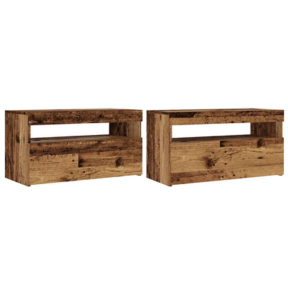 Meubles TV avec lumières LED 2 pcs vieux bois bois d'ingénierie