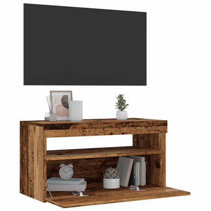 Meubles TV avec lumières LED 2 pcs vieux bois bois d'ingénierie