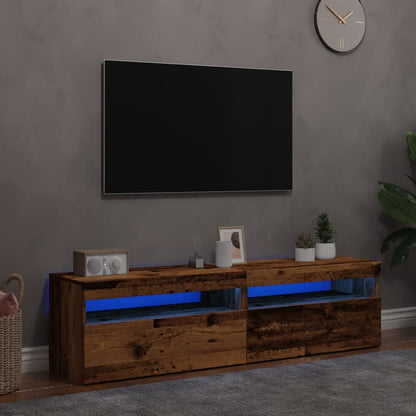 Meubles TV avec lumières LED 2 pcs vieux bois bois d'ingénierie