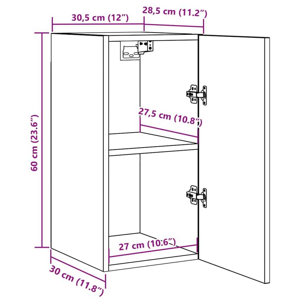 Meubles TV 2 pcs vieux bois 30,5x30x60 cm bois d'ingénierie