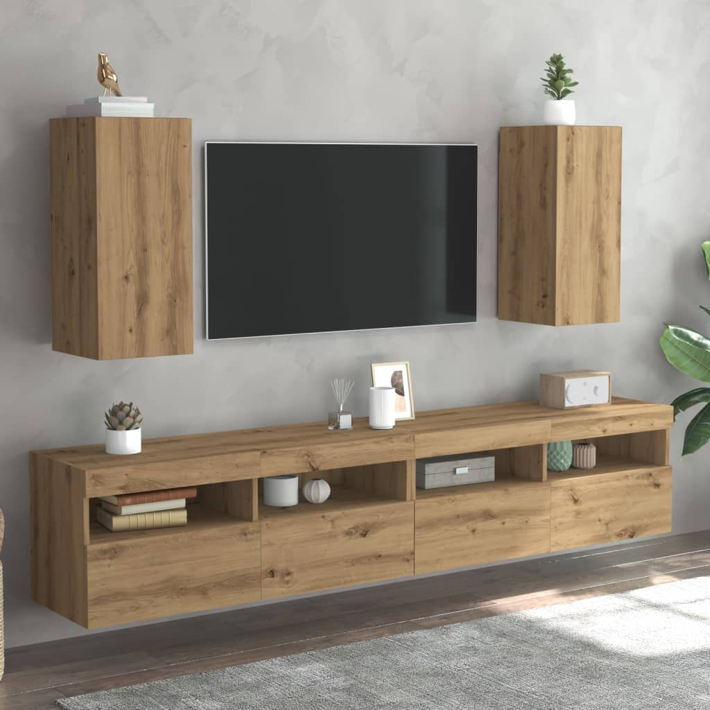 Meubles TV 2 pcs chêne artisanal 30,5x30x60cm bois d'ingénierie