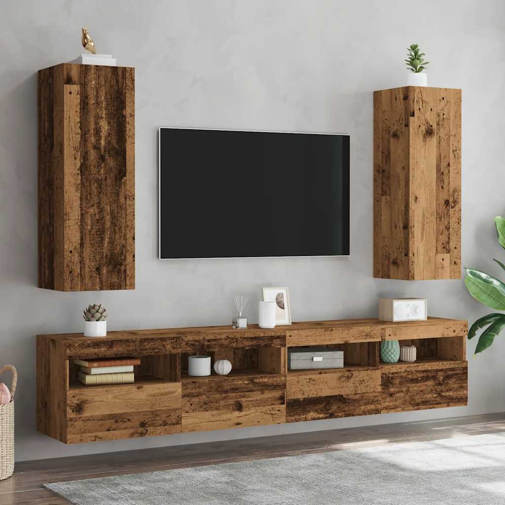 Meubles TV 2 pcs vieux bois 30,5x30x90 cm bois d'ingénierie