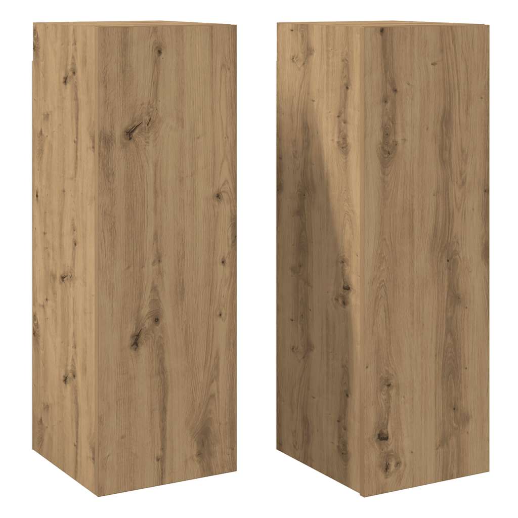 Meubles TV 2 pcs chêne artisanal 30,5x30x90cm bois d'ingénierie