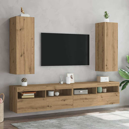 Meubles TV 2 pcs chêne artisanal 30,5x30x90cm bois d'ingénierie