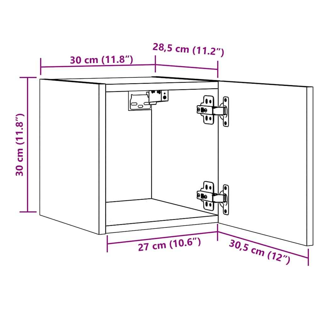 Muebles TV de pared 2 piezas roble artesanal 30,5x30x30 cm