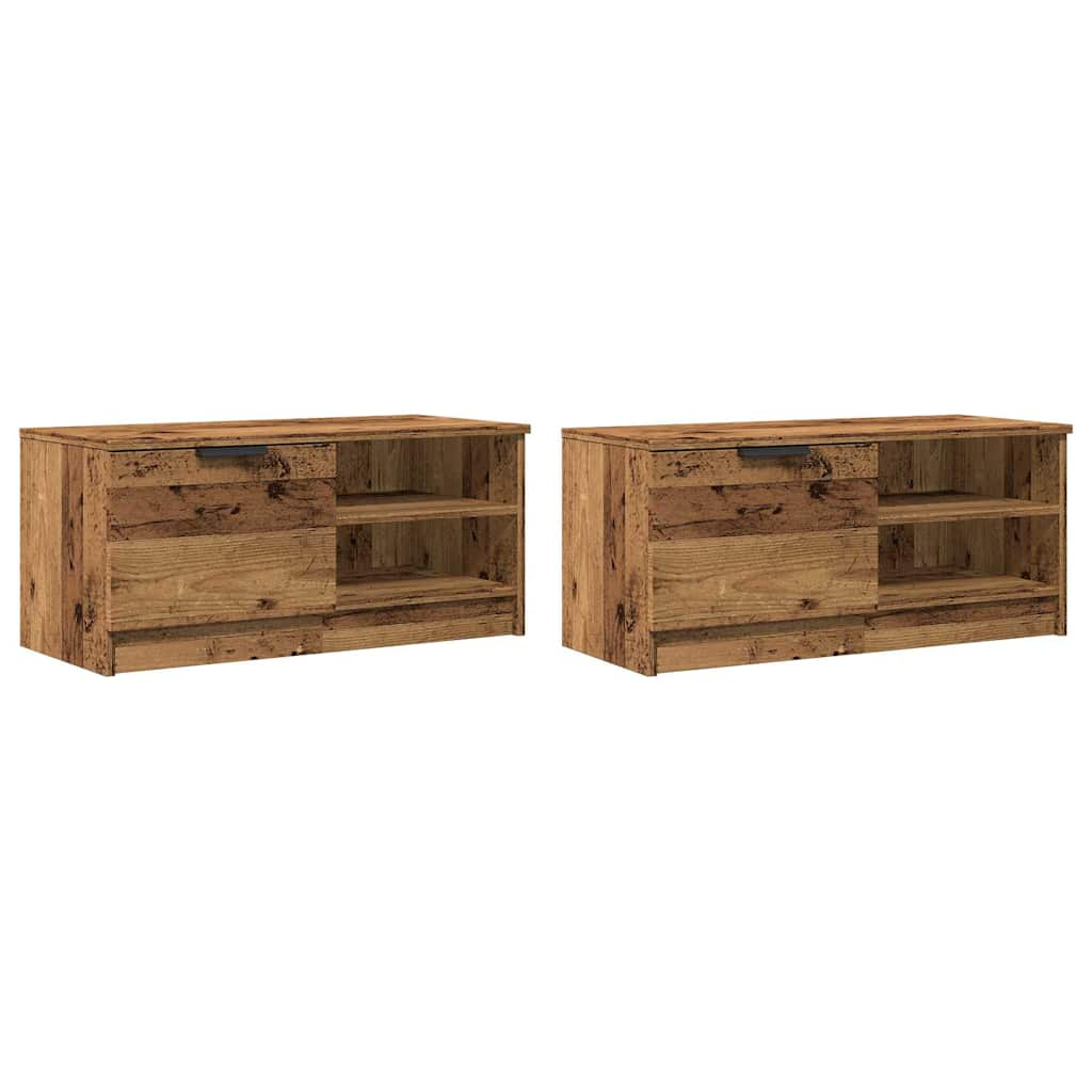 Meubles TV 2 pcs vieux bois 80x35x36,5 cm bois d'ingénierie