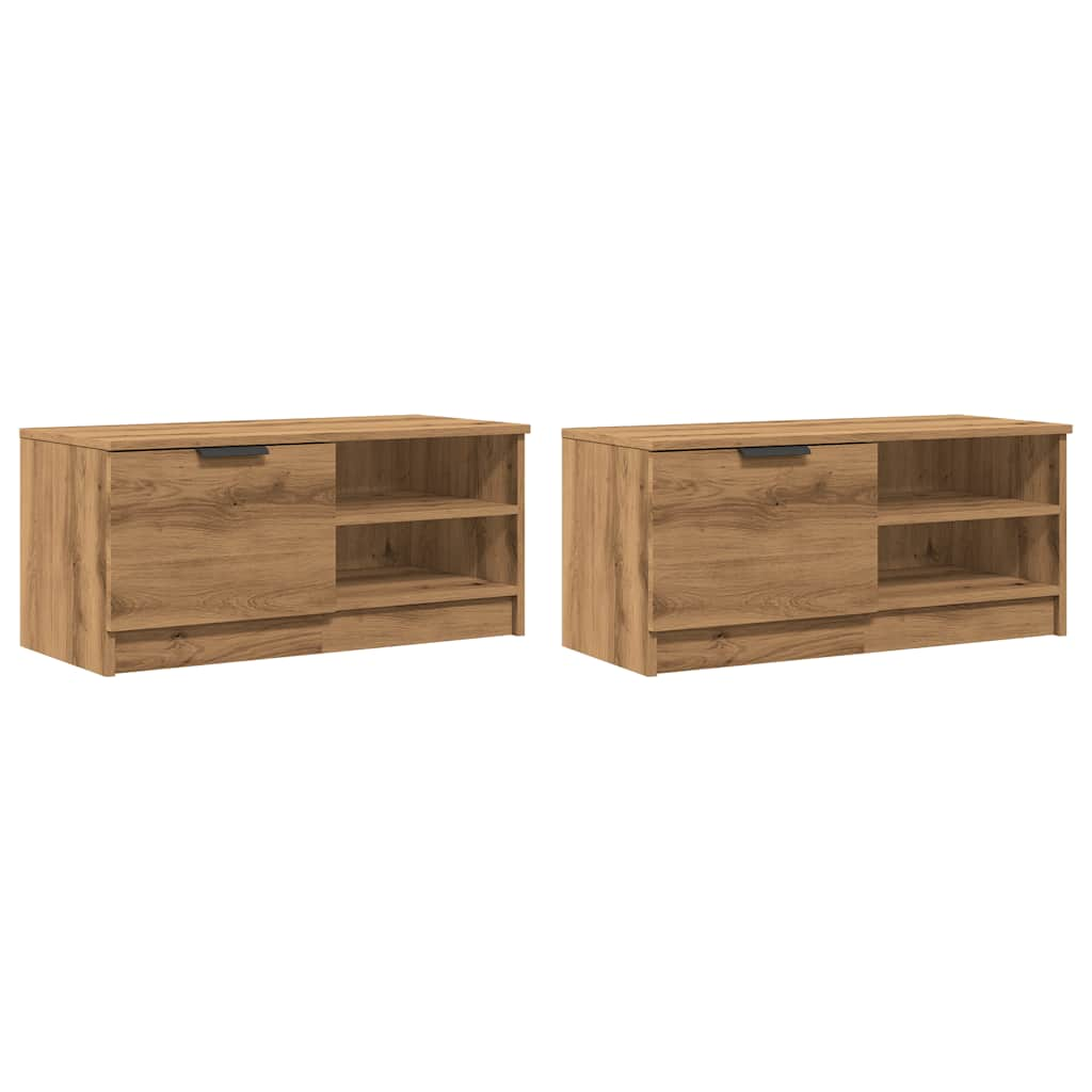 Meubles TV 2 pcs chêne artisanal 80x35x36,5cm bois d'ingénierie