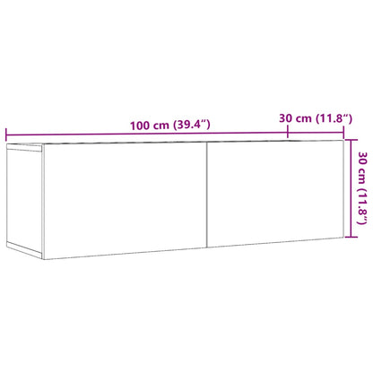 Meubles TV muraux 2 pcs vieux bois 100x30x30 cm