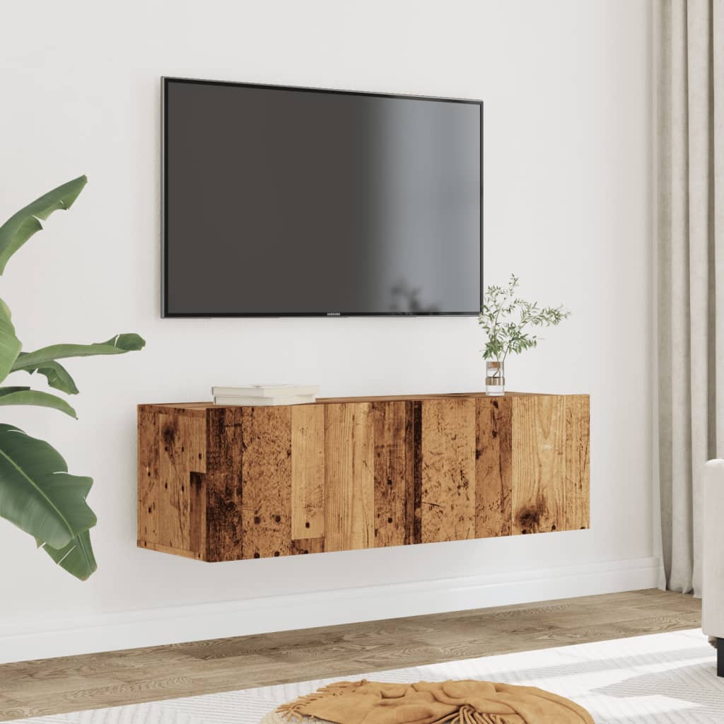 Meubles TV muraux 2 pcs vieux bois 100x30x30 cm