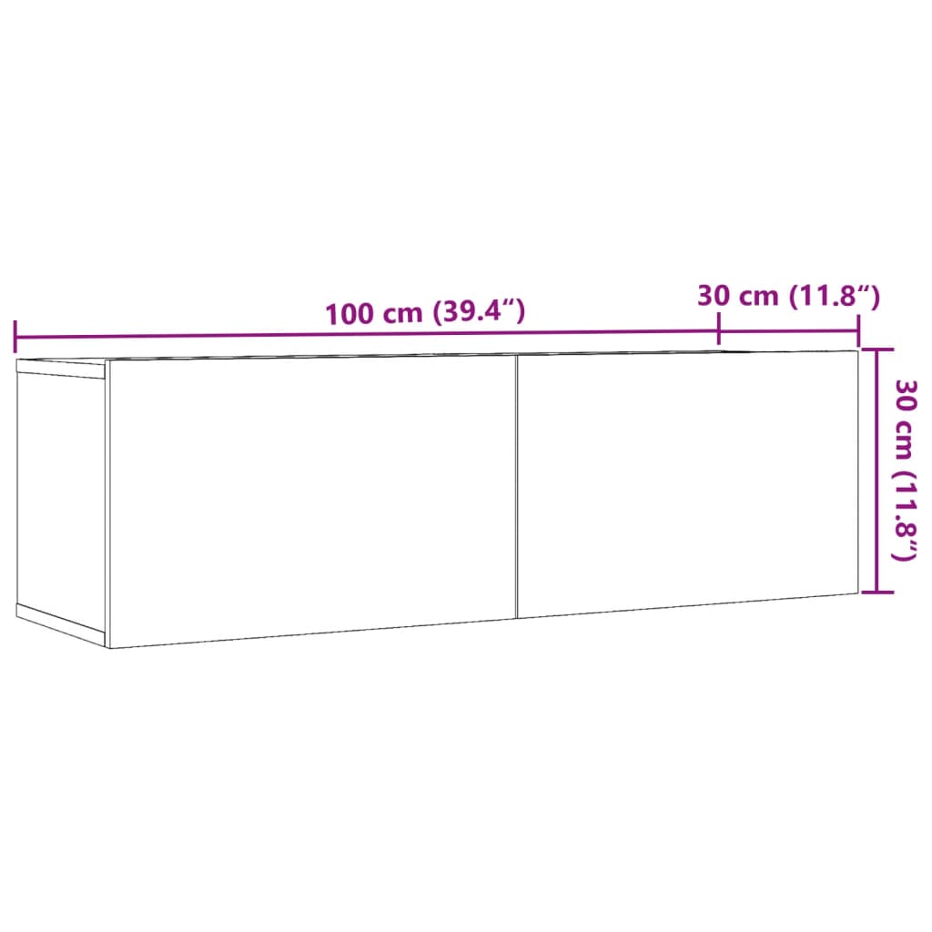 Meubles TV muraux 2 pcs chêne artisanal 100x30x30 cm