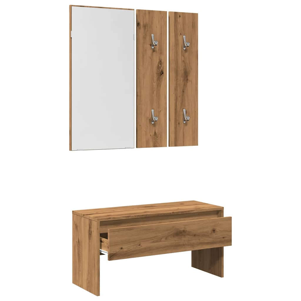 Ensemble de meubles de couloir chêne artisanal bois ingénierie