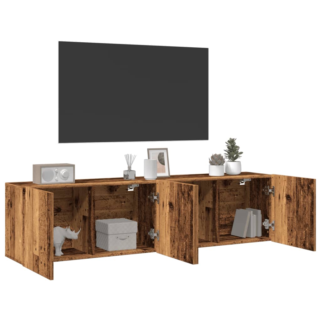 Meubles TV muraux 2 pcs vieux bois 80x30x41 cm