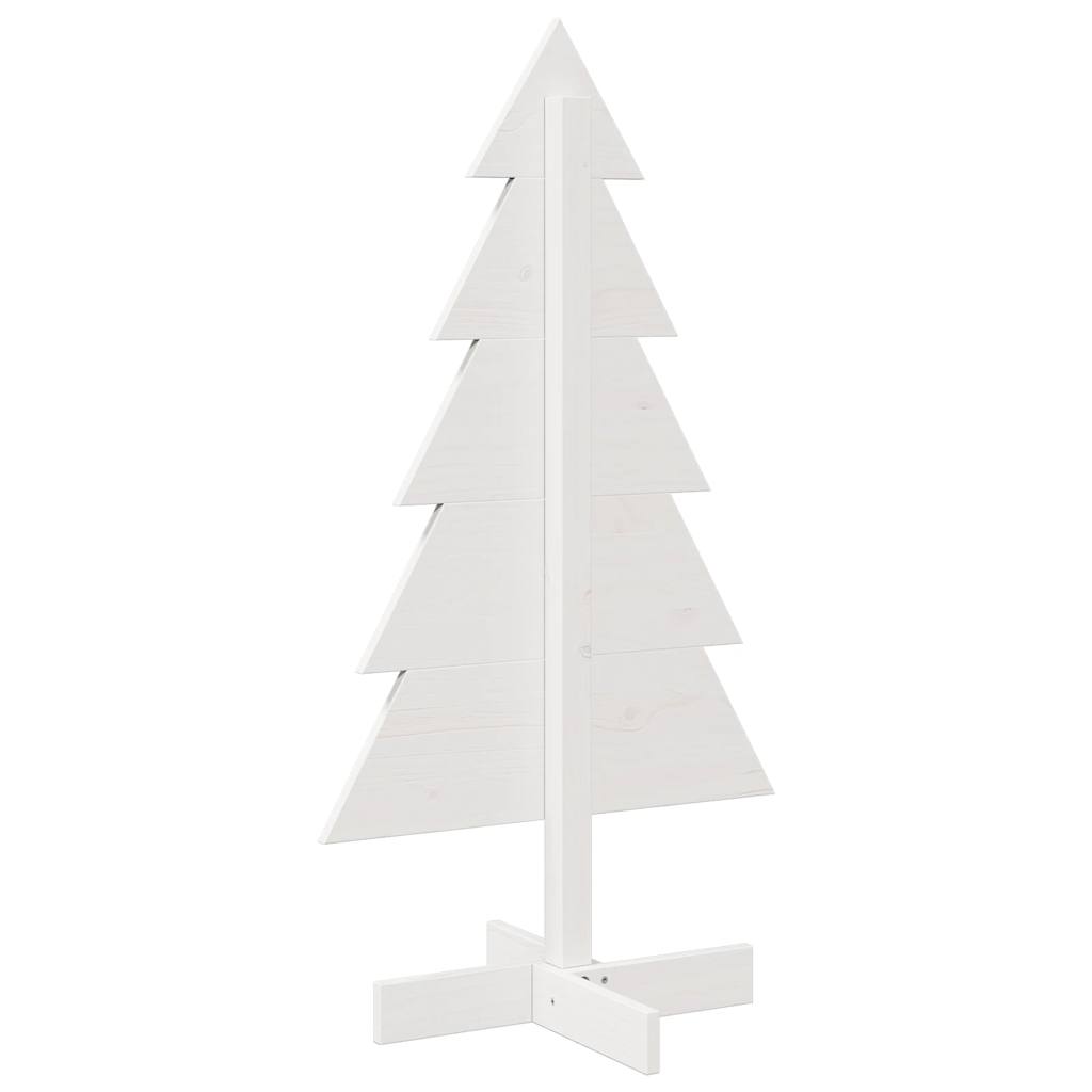 Arbre de Noël en bois pour décoration blanc 100 cm pin massif