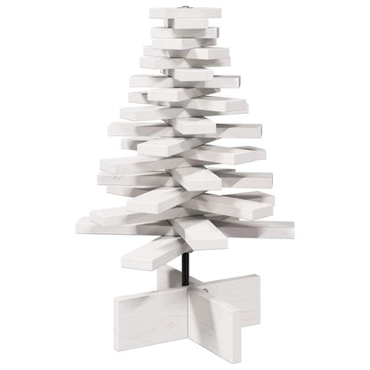 Arbre de Noël en bois pour décoration blanc 60 cm pin massif