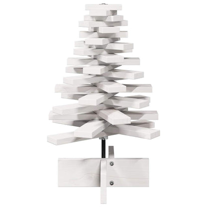 Arbre de Noël en bois pour décoration blanc 60 cm pin massif