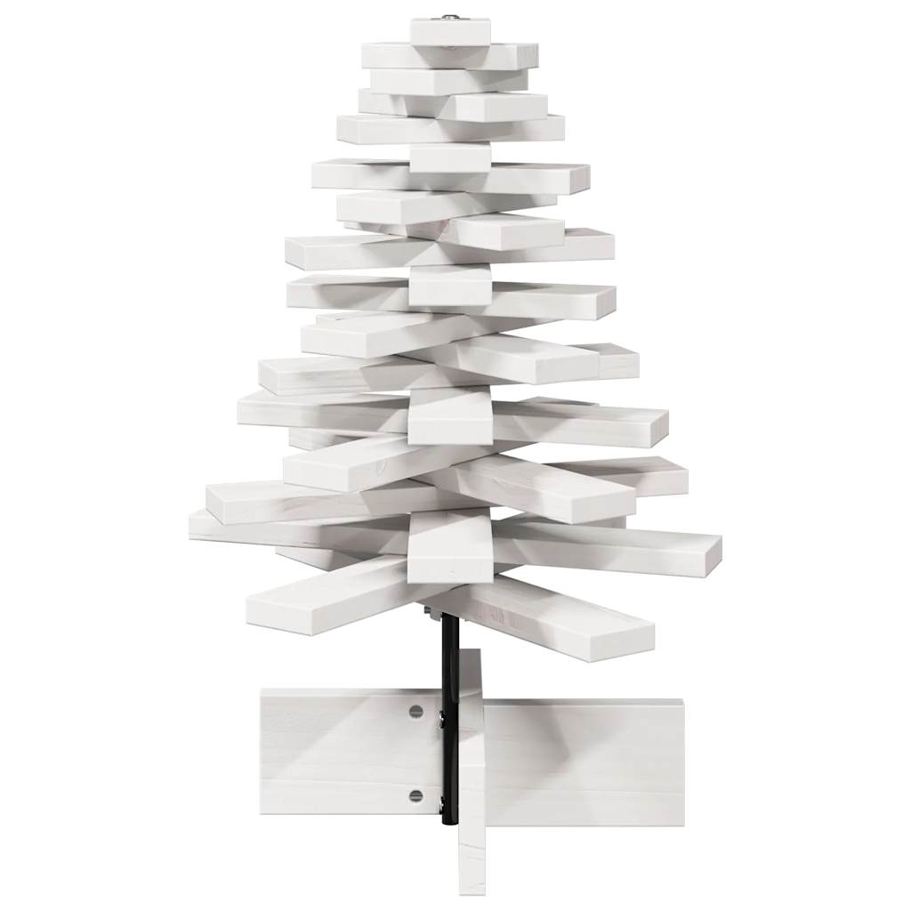 Arbre de Noël en bois pour décoration blanc 60 cm pin massif