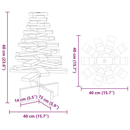 Arbre de Noël en bois pour décoration blanc 60 cm pin massif