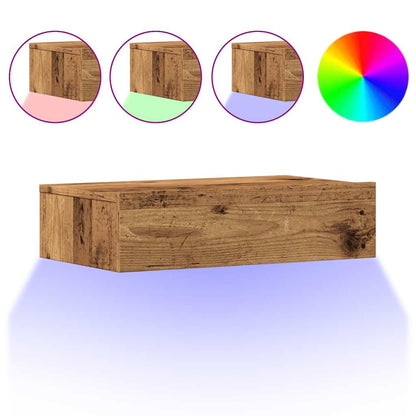 Meubles TV avec éclairage LED 2 pcs vieux bois 60x35x15,5 cm