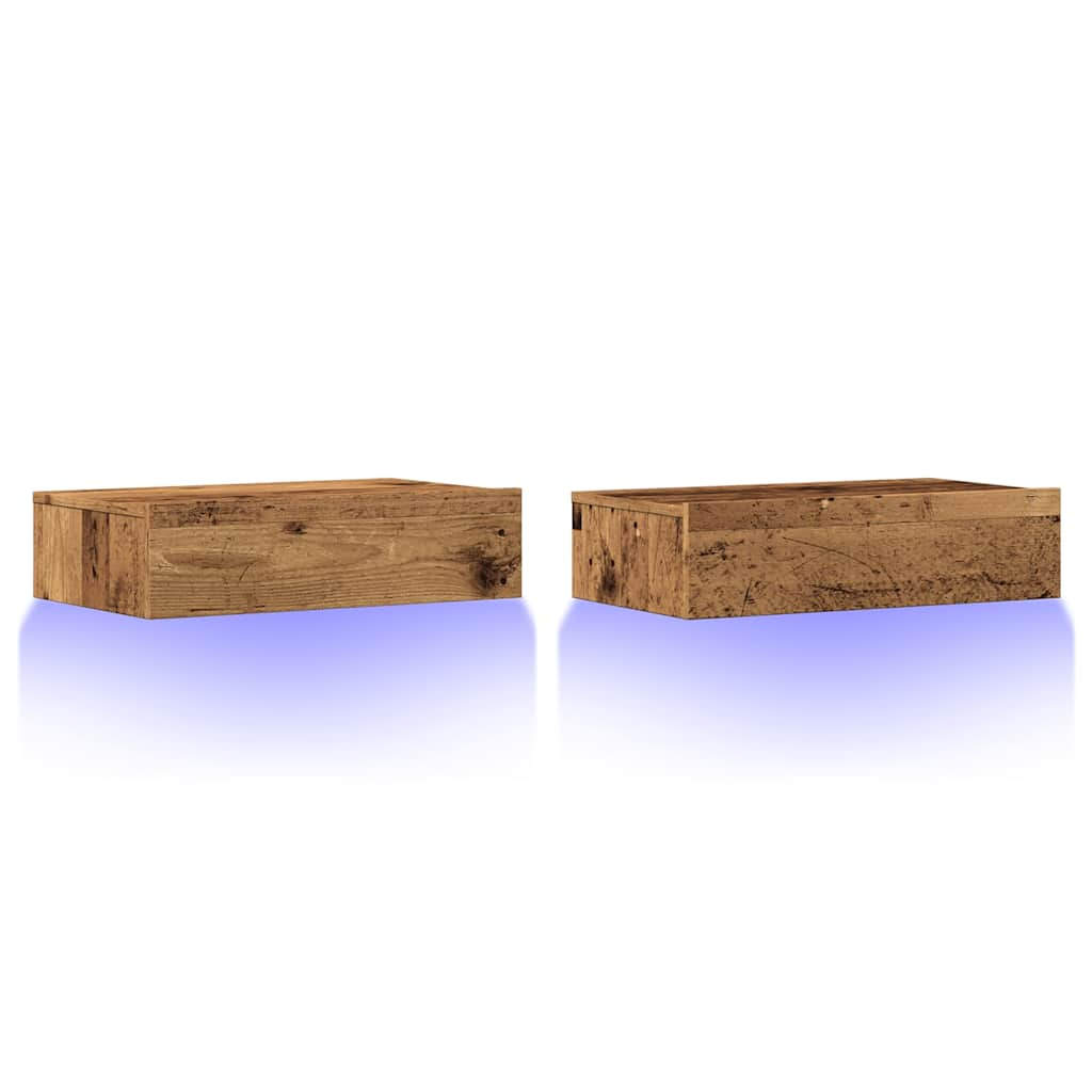 Meubles TV avec éclairage LED 2 pcs vieux bois 60x35x15,5 cm