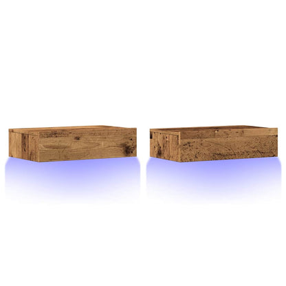 Meubles TV avec éclairage LED 2 pcs vieux bois 60x35x15,5 cm